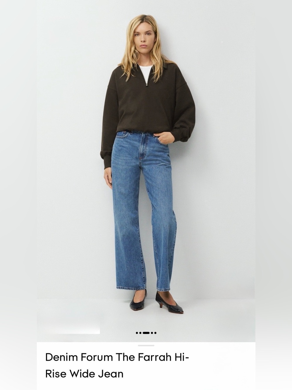Denim Forum Farrah High-Rise Wide Leg Jeans - Blue
